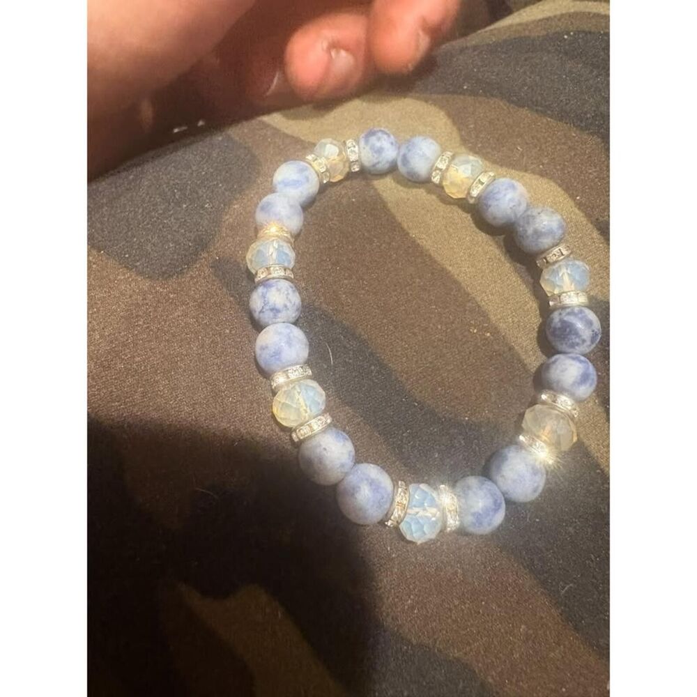 Natural sodalite Bracelet – Blue & White Gemstone swarvoski
